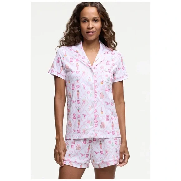 Roller Rabbit X LoveShackFancy Limited Edition Sugarplum Pink Polo Pajamas NWT - Picture 2 of 4